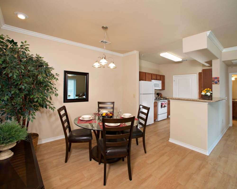 Kitchen and living room at Villas in Westover Hills in San Antonio, Texas