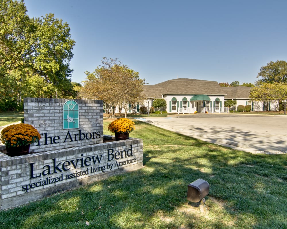 Welcome sign at The Arbors at Lakeview Bend in Mexico, Missouri