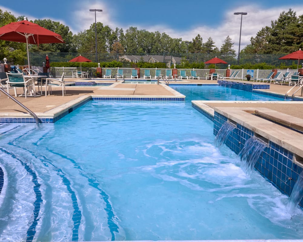 Stairs into swimming pool at Citation Club in Farmington Hills, Michigan
