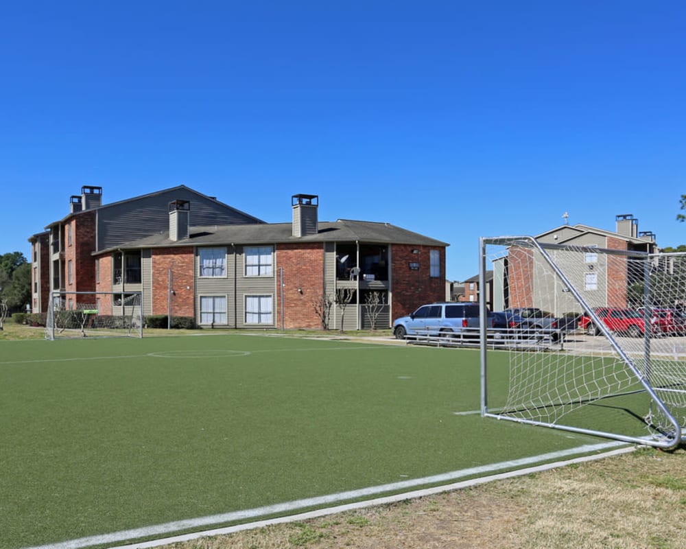 Soccer field with blue skies at The Venetian on Ella in Houston, Texas