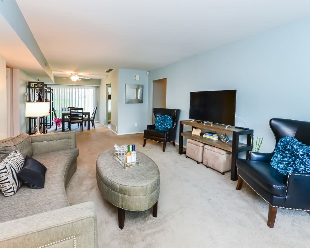 Spacious living room at Brookside Manor Apartments & Townhomes in Lansdale, Pennsylvania