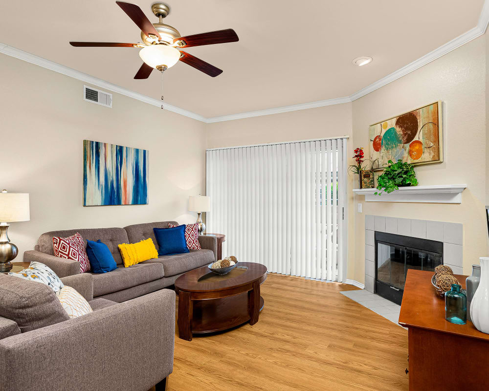 Living Room with ceiling fan at Villas at Oakwell Farms in San Antonio, Texas