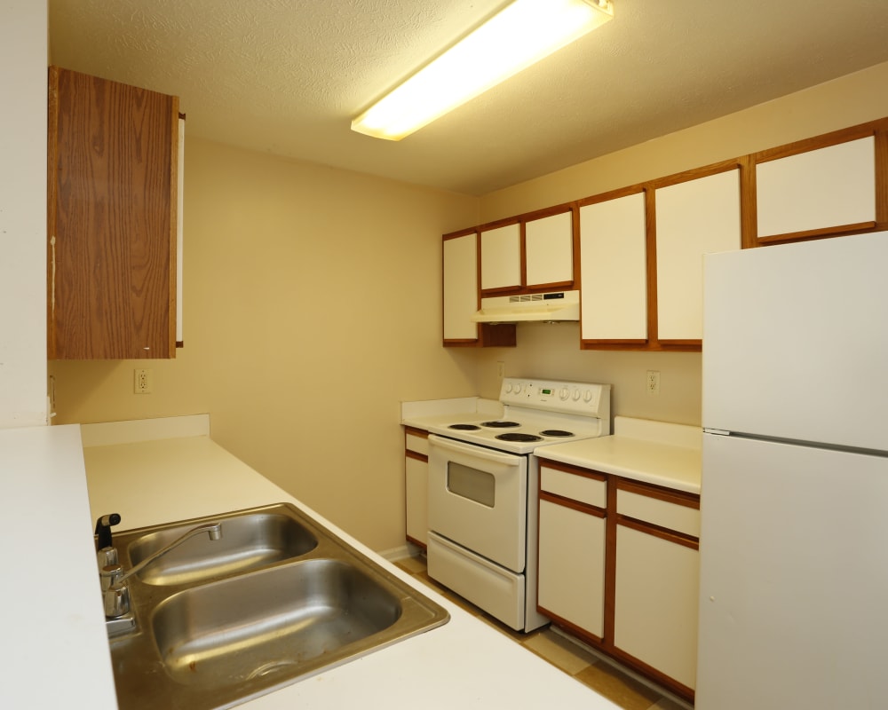 Lots of kitchen cabinet space at Ashton Park Apartments in Gulfport, Mississippi