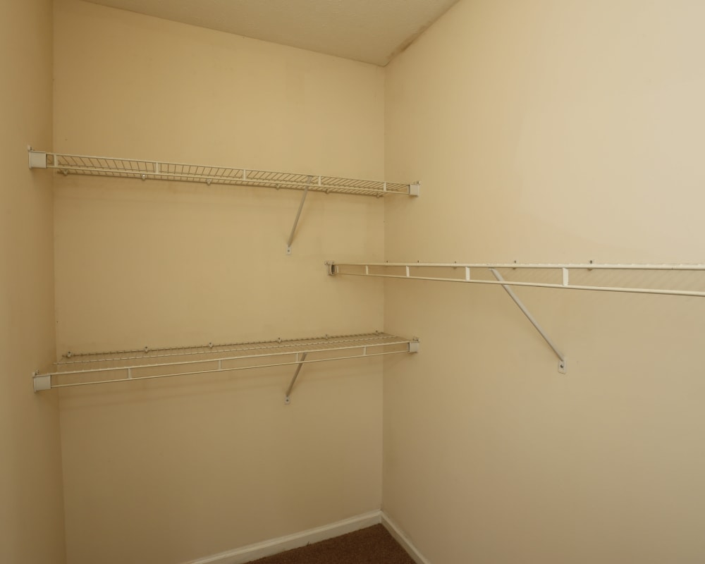 Shelving in a closet at Ashton Park Apartments in Gulfport, Mississippi