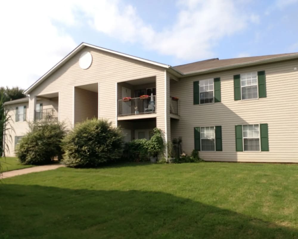 Fresh mowed lawn in front of apartments at Park Village Apartments in Athens, Tennessee
