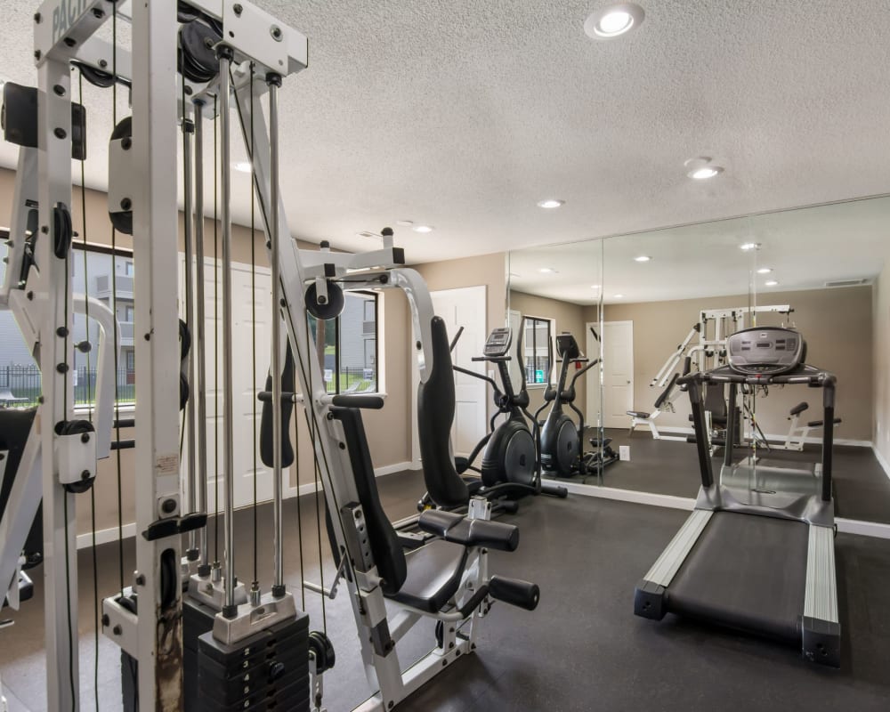 Fitness center with a treadmill at Gable Oaks Apartment Homes in Rock Hill, South Carolina