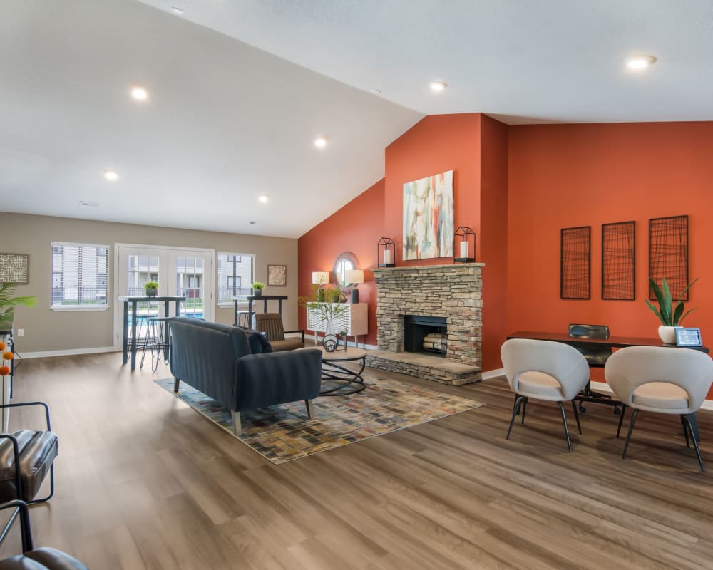Clubhouse with wood-style flooring at Gable Oaks Apartment Homes in Rock Hill, South Carolina