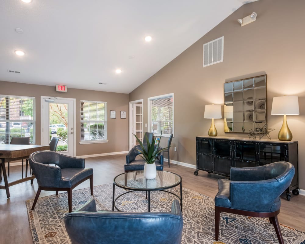 Resident clubhouse sitting area at The Village at Brierfield Apartment Homes in Charlotte, North Carolina