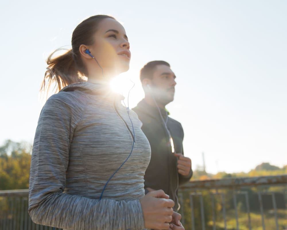 Residents jogging at The Wesley in Denver, Colorado