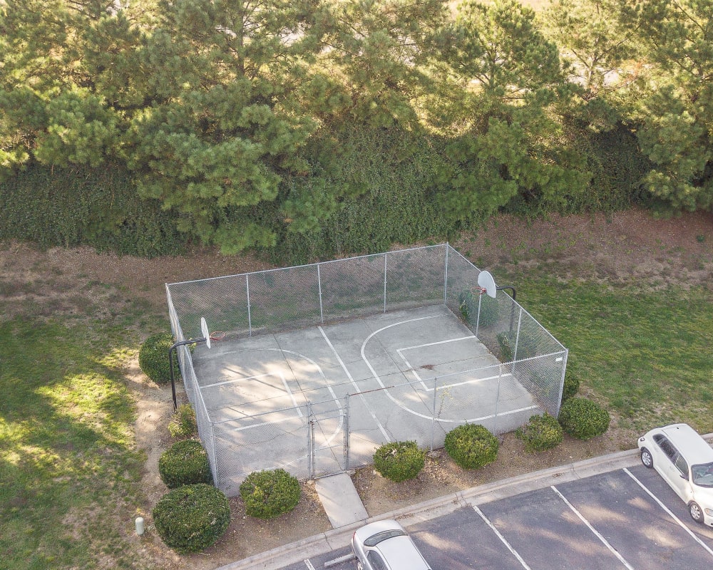 Aerial view of basketball court at Parkway Station Apartment Homes in Concord, North Carolina