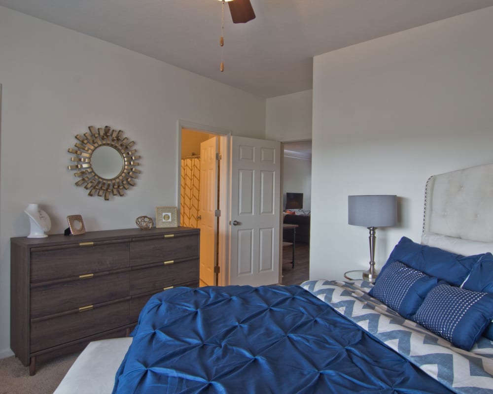 Bedroom in a home at Easton Commons Apartments & Townhomes in Columbus, Ohio