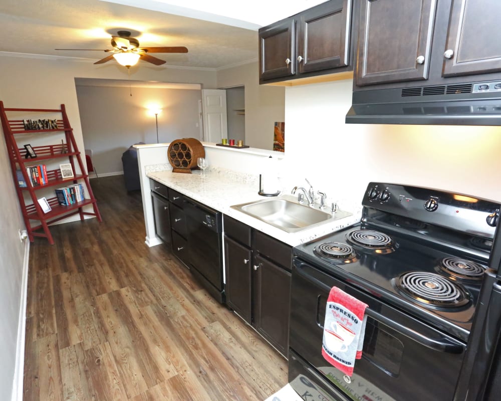 Stainless-steel appliances in model home at Willowbrook Apartments in Louisville, Kentucky