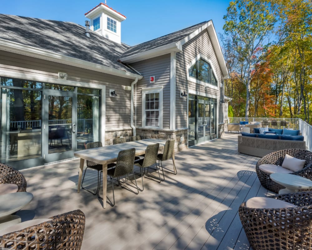 Outdoor lounge at The Cove at Gateway in East Lyme, Connecticut