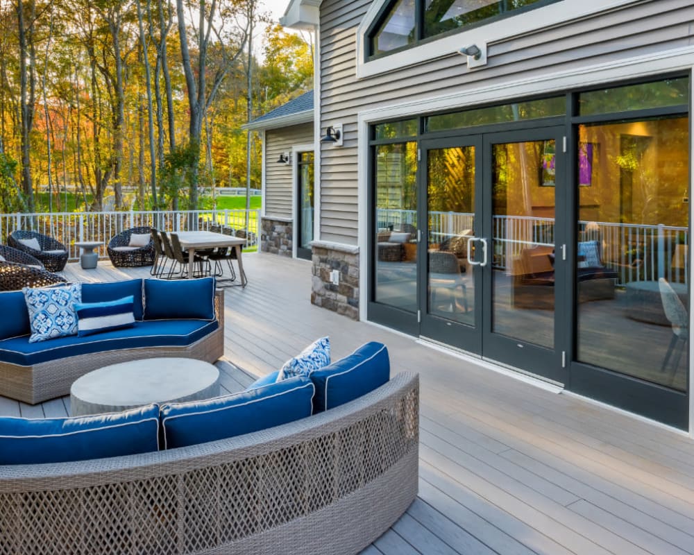 Cozy outdoor couch at The Cove at Gateway in East Lyme, Connecticut