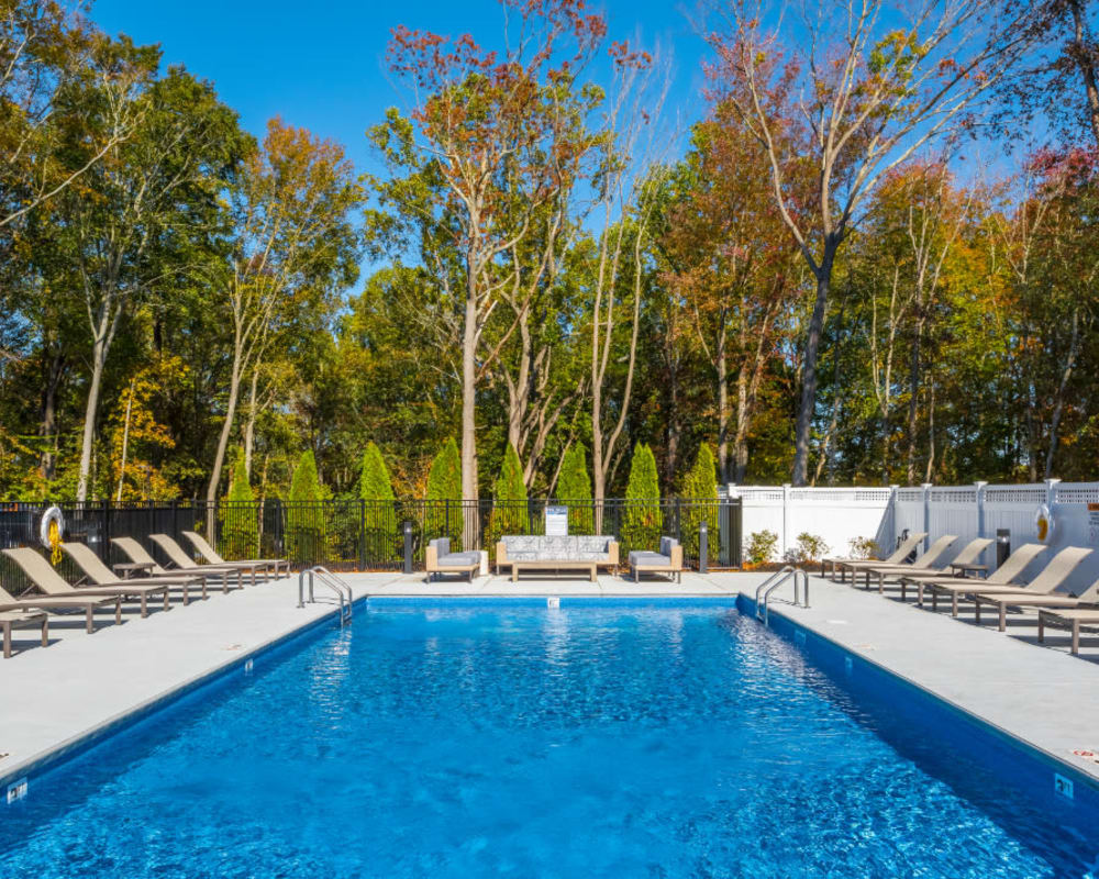 Sparkling swimming pool at The Cove at Gateway in East Lyme, Connecticut