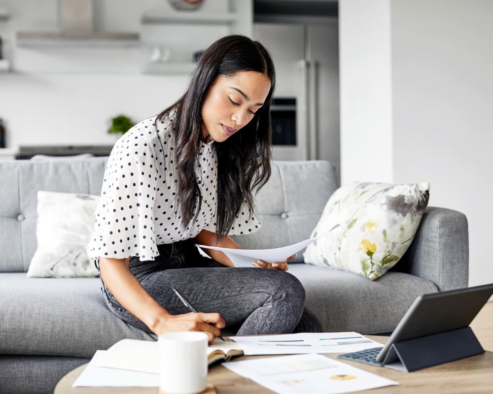 Resident working from home at Glen Hollow Apartments in Croydon, Pennsylvania