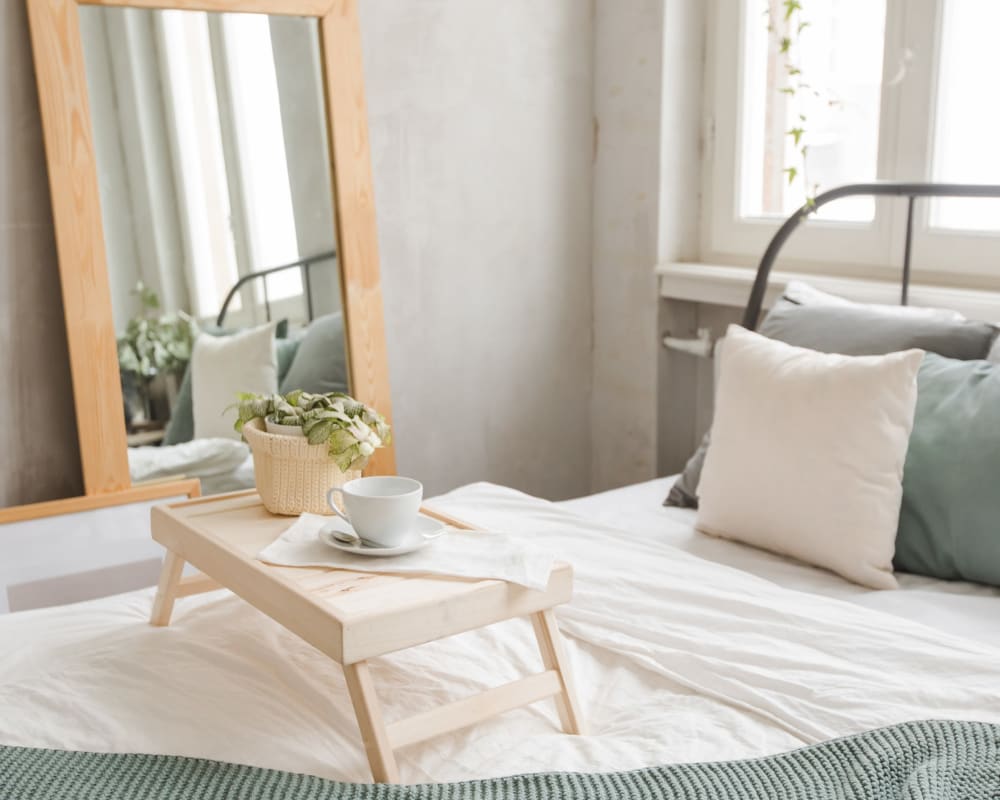 Cozy bedroom at Stepny Place Apartments in Rocky Hill, Connecticut