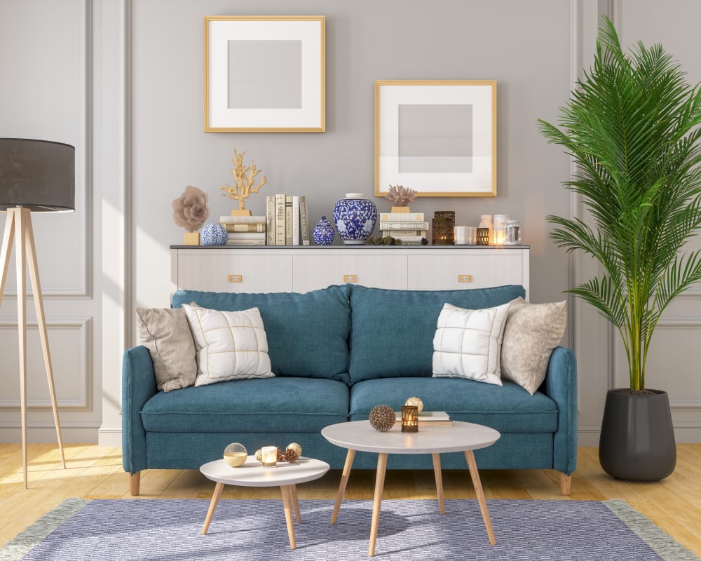 Well decorated living room at Gull Harbor Apartments in New London, Connecticut