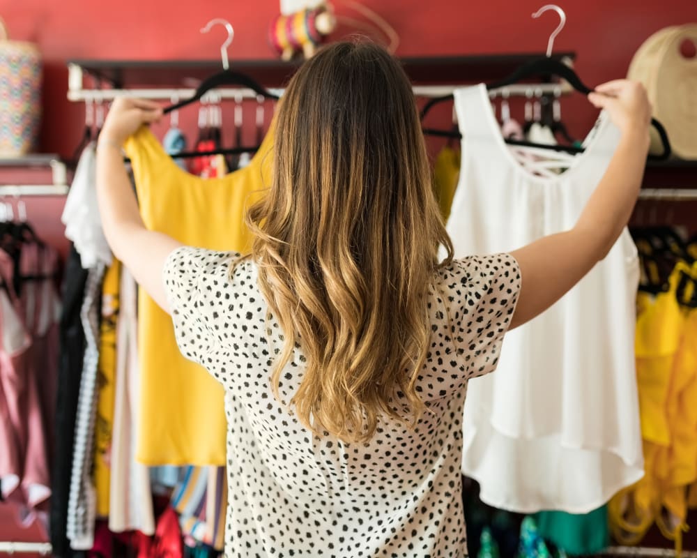 Resident shopping for clothes at Laurel Ridge in Northampton, Massachusetts