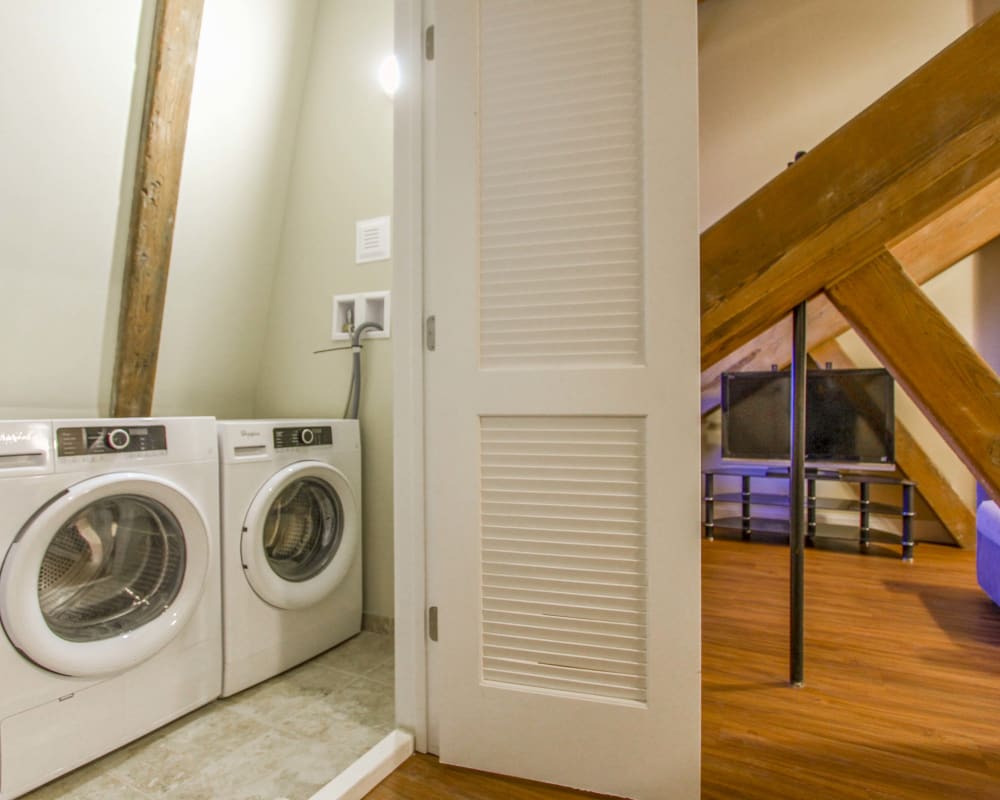 Washer and dryer at The Lofts at Ponemah Mills in Taftville, Connecticut