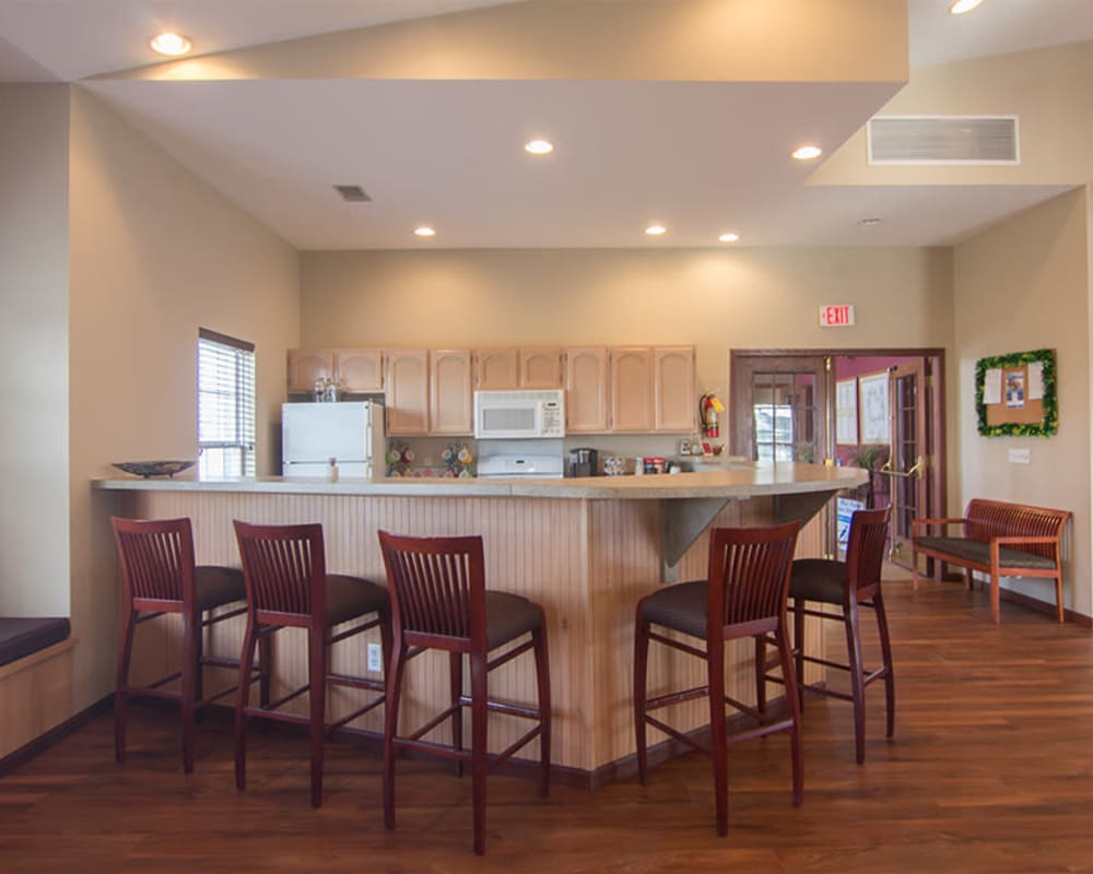 Clubhouse kitchen at Lake Pointe Apartment Homes in Portage, Indiana