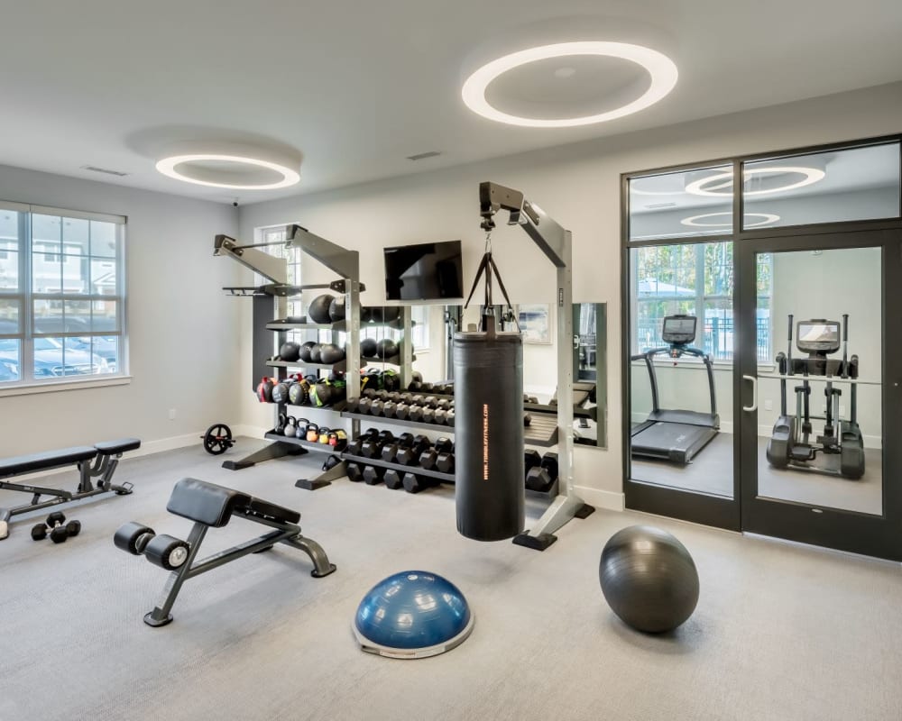 Fitness center at The Residences at Crosstree in Freeport, Maine