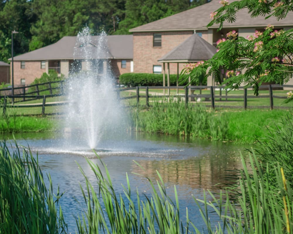 Fountain in the lake at Brittwood Apartments in Columbus, Georgia