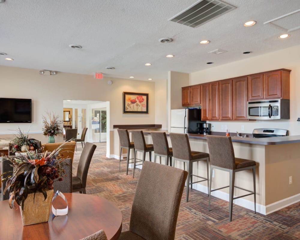 Interior of the resident clubhouse at East Meadow Apartments in Fairfax, Virginia