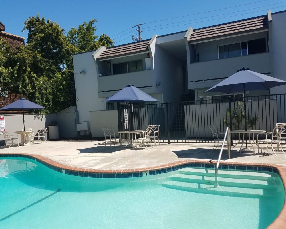 Swimming pool at St. Moritz Apartments in Concord, California
