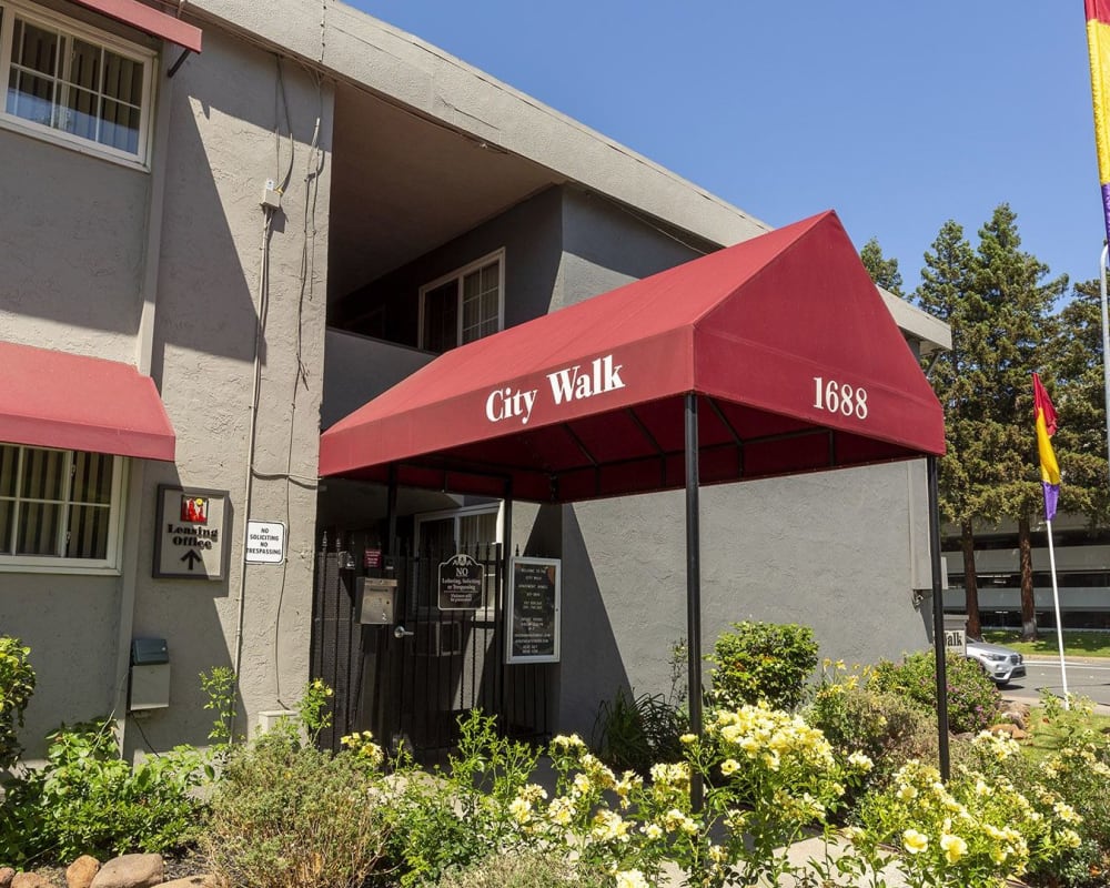 Entrance to the building at City Walk Apartments in Concord, California