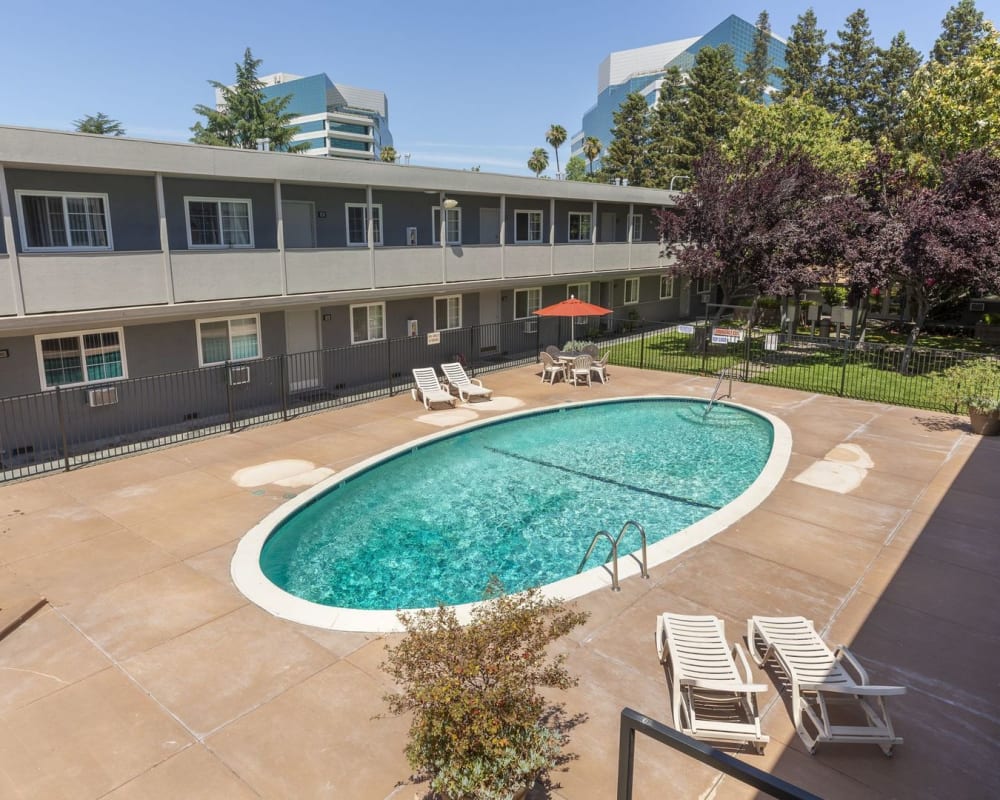 Inviting swimming pool at City Walk Apartments in Concord, California