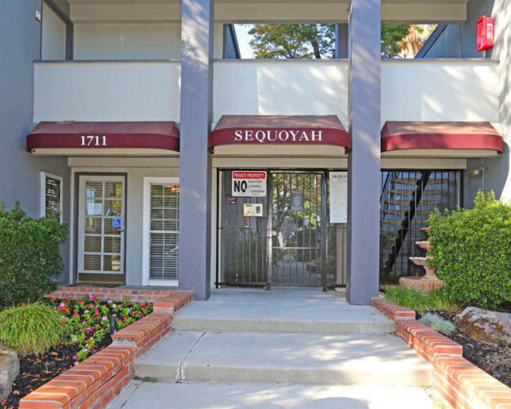 Entrance to the office at Sequoyah Apartments in Concord, California