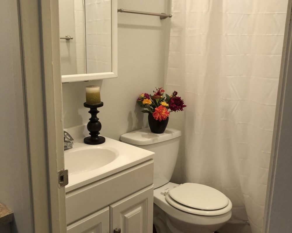 Model bathroom at Pennsylvania Apartments in Fremont, California