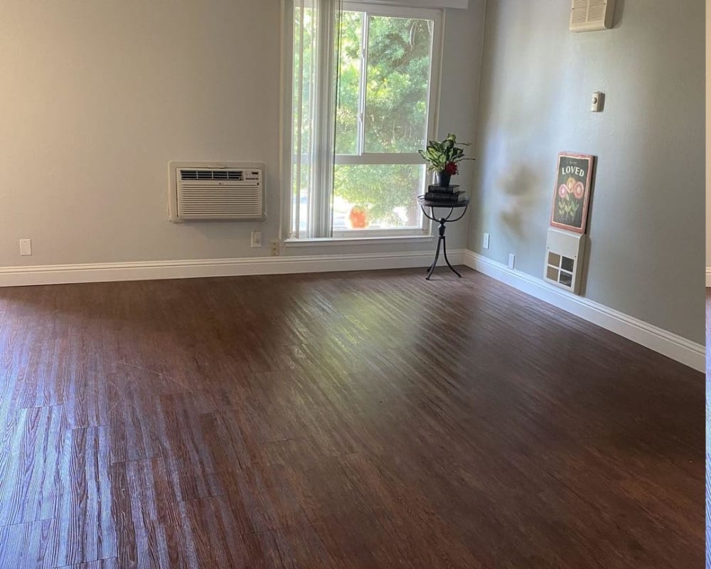 Wood flooring in an apartment at Pennsylvania Apartments in Fremont, California