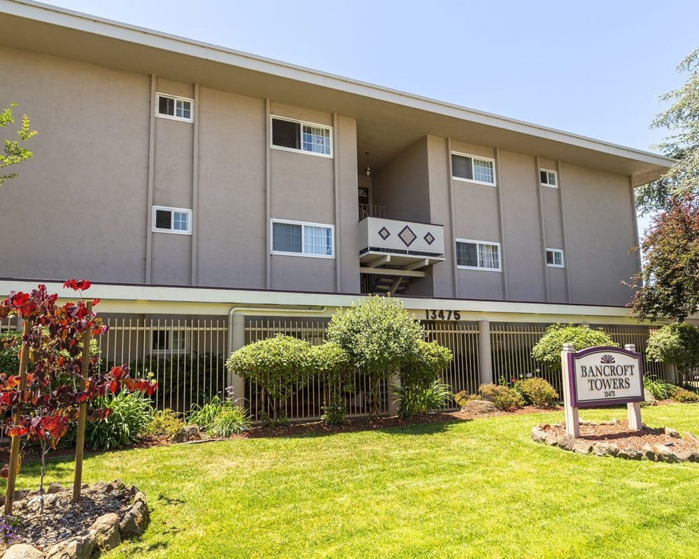 Lawn outside of Bancroft Towers in San Leandro, California