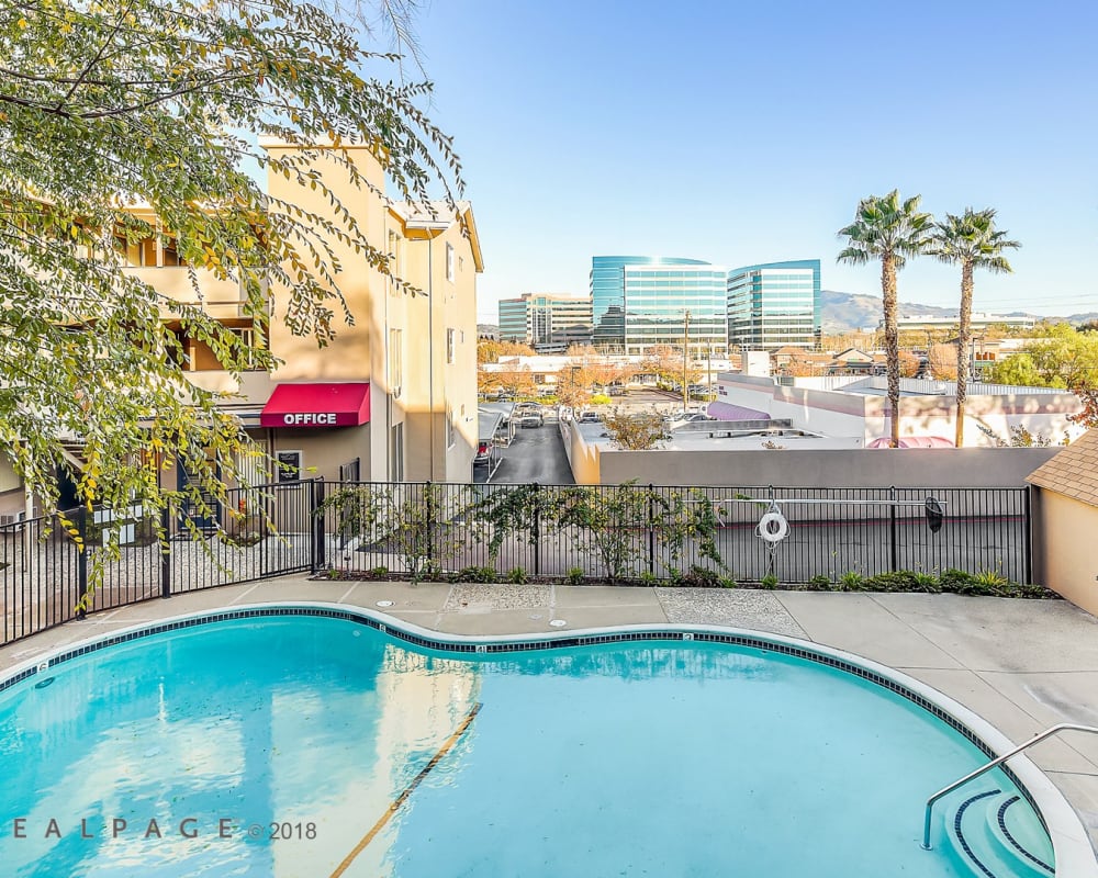 Pool with view of the city at North Main in Walnut Creek, California