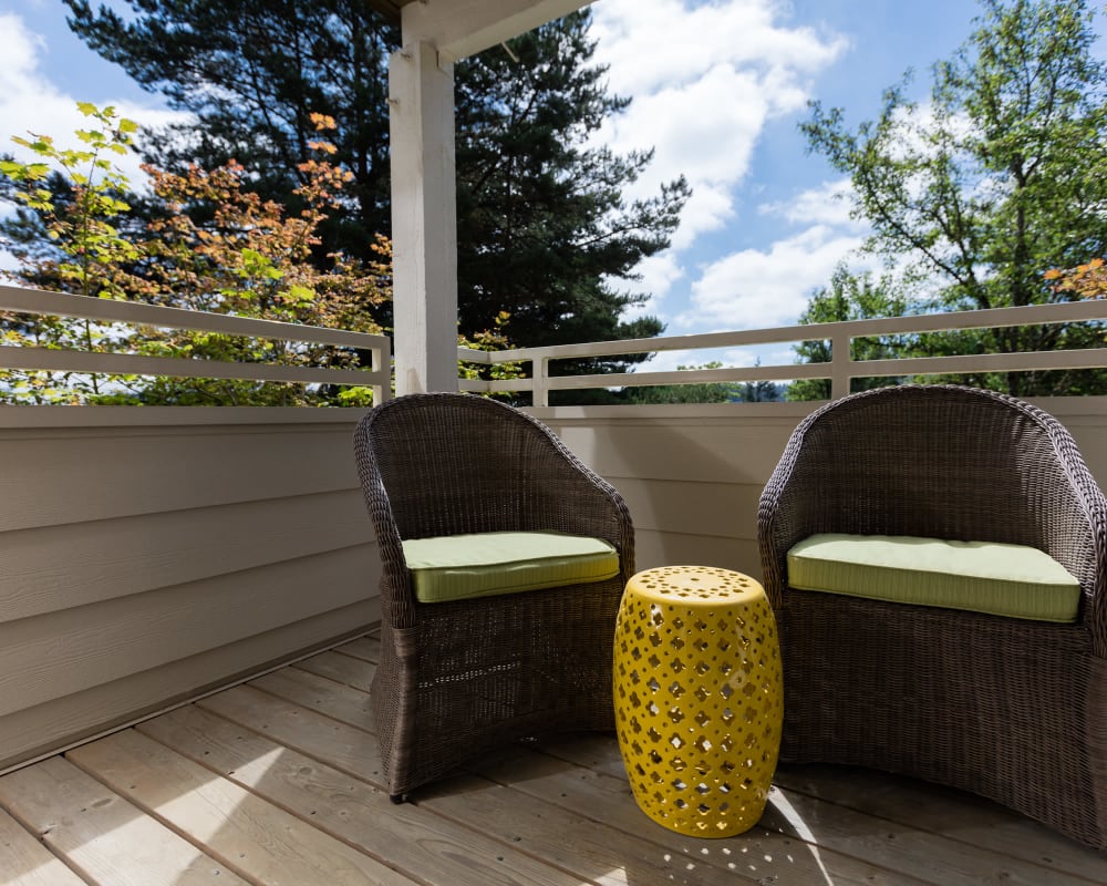 Chairs on a private balcony at Skyline at Murrayhill in Beaverton, Oregon
