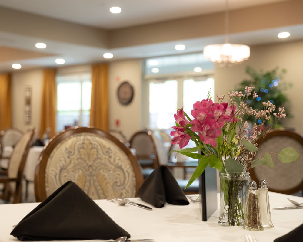 Dining room at Harmony at White Oaks in Bridgeport, West Virginia