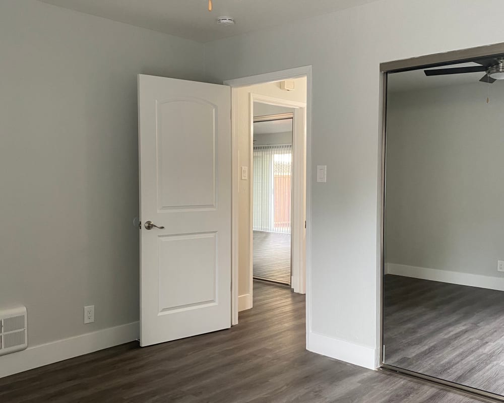 Kitchen and shower at Pennsylvania Apartments in Fremont, California