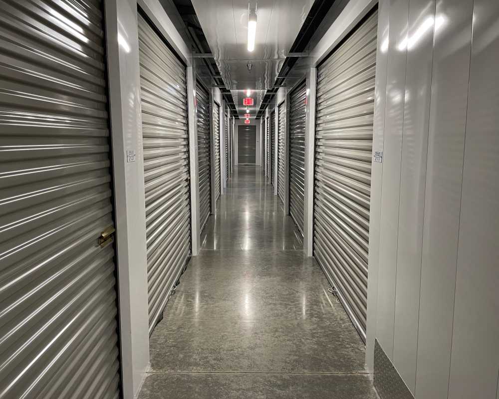 White doors on interior climate-controlled storage units at STOR-N-LOCK Self Storage in Boise, Idaho