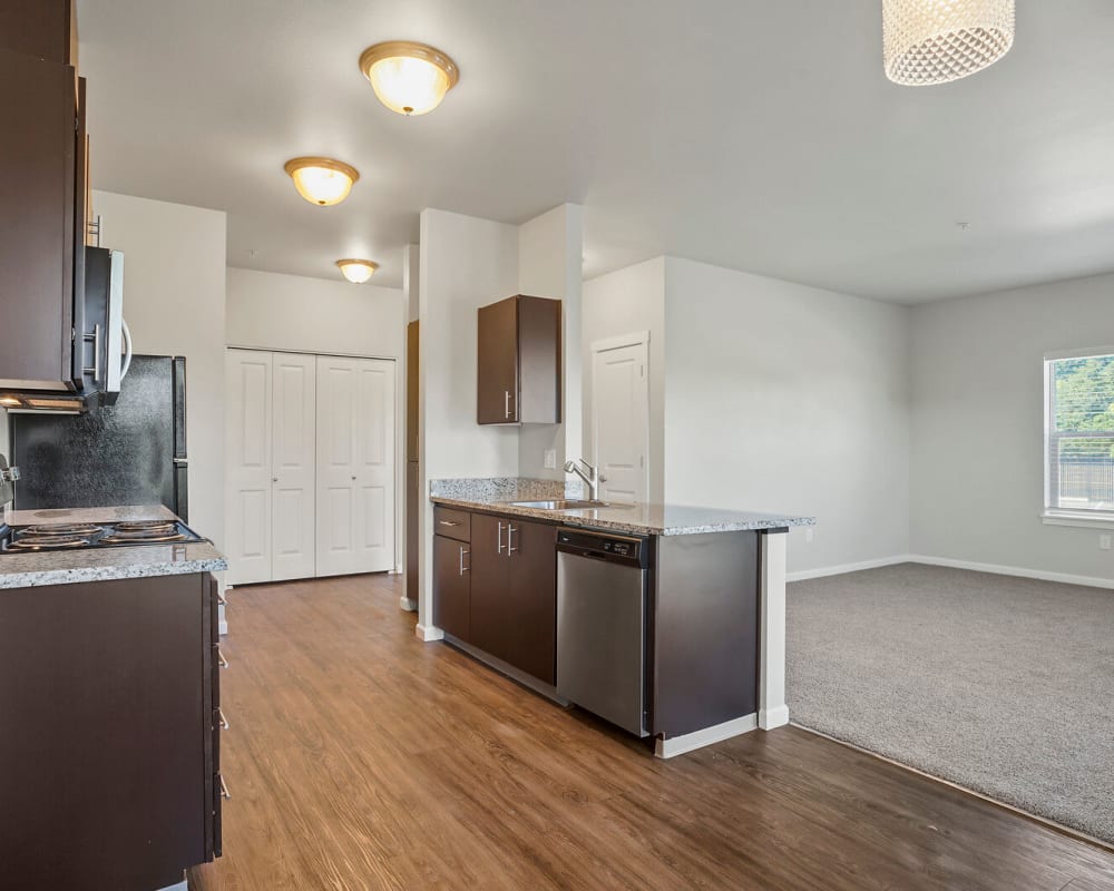 Fully-equipped kitchens at Crawford Crossing Apartments in Turner, Oregon
