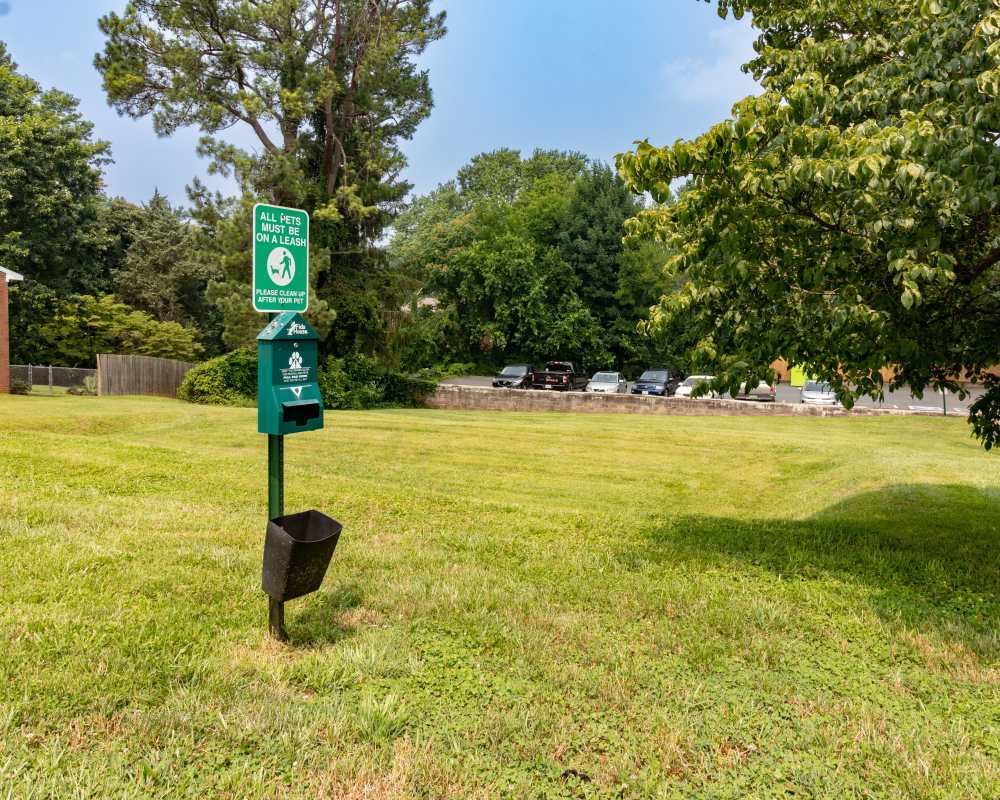 The community dog park at The Meadows Apartments in Charlottesville, Virginia