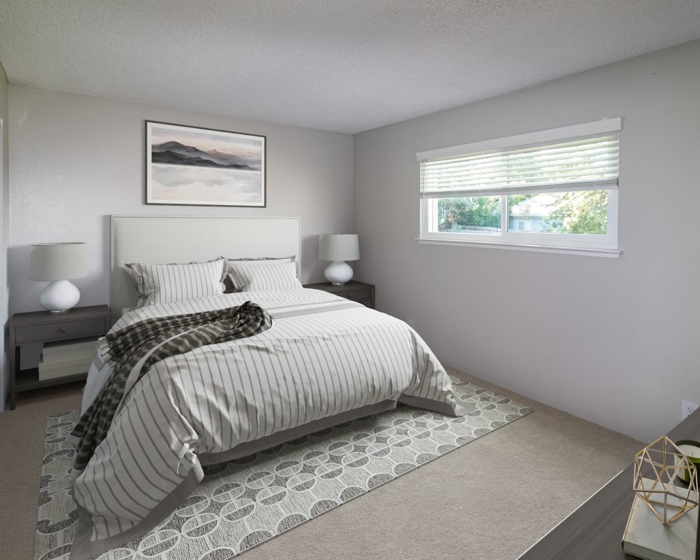 Bedroom with window at Terra Vida in Carmichael, California