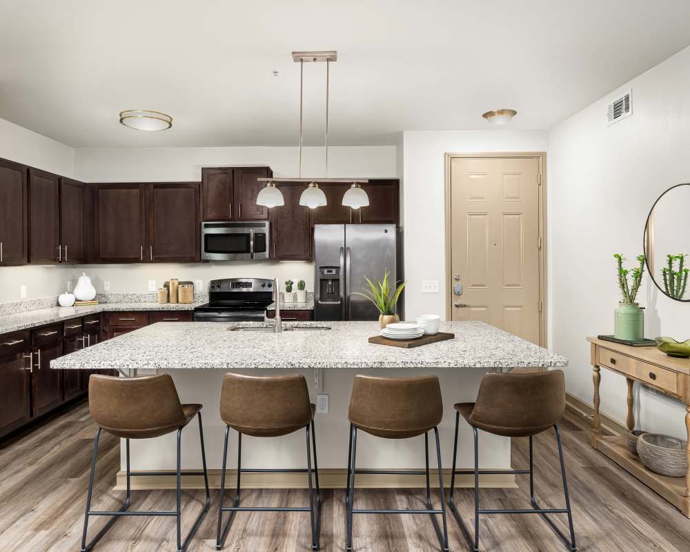 Kitchen and island at Estates of Richardson 
