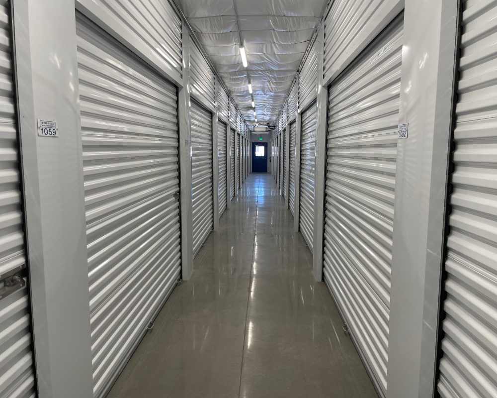 White doors on interior climate-controlled storage units at STOR-N-LOCK Self Storage in Taylorsville, Utah