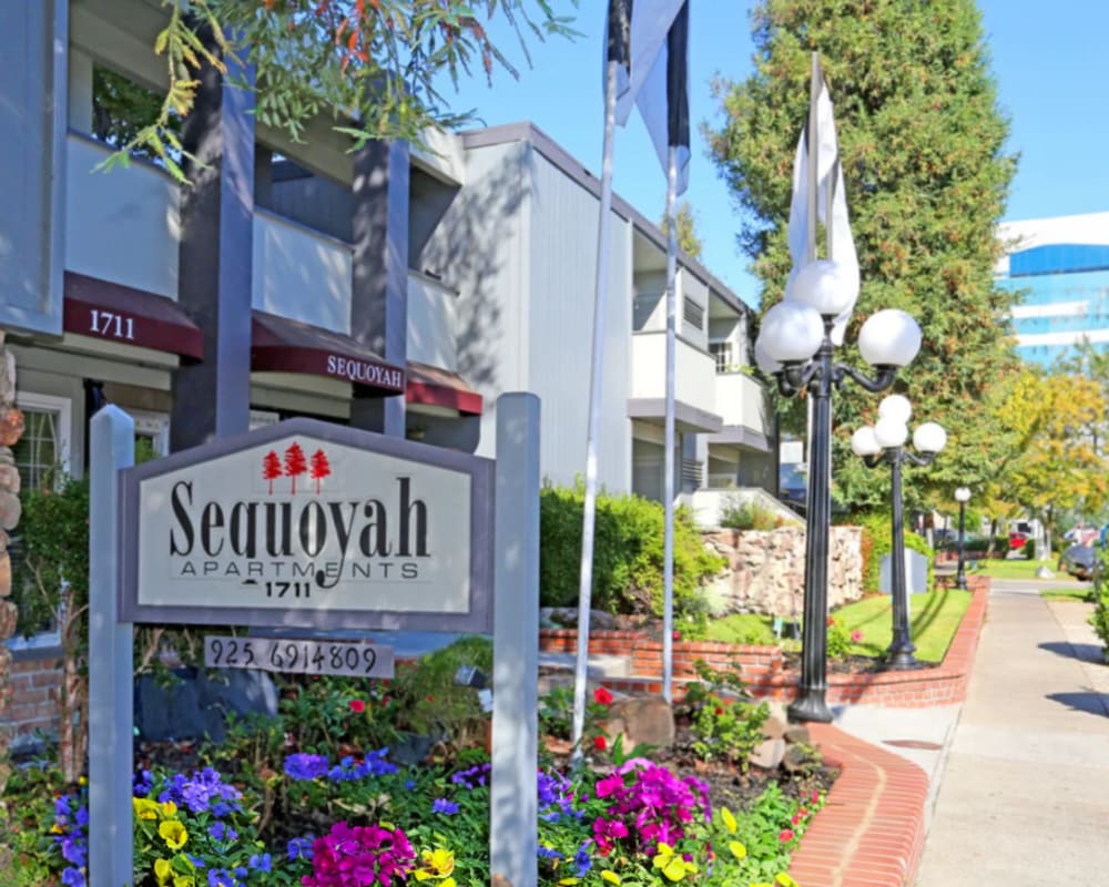 Sign outside of Sequoyah Apartments in Concord, California