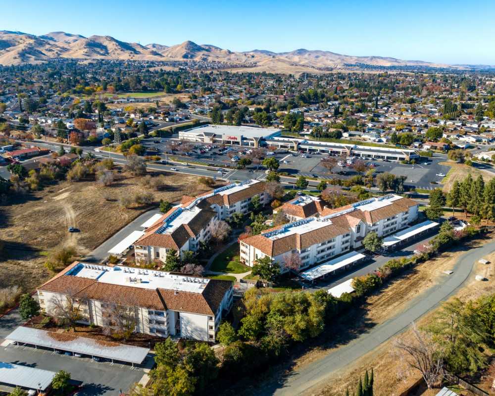 Neighborhood aerial at Somerset Senior Apartments in Antioch, California
