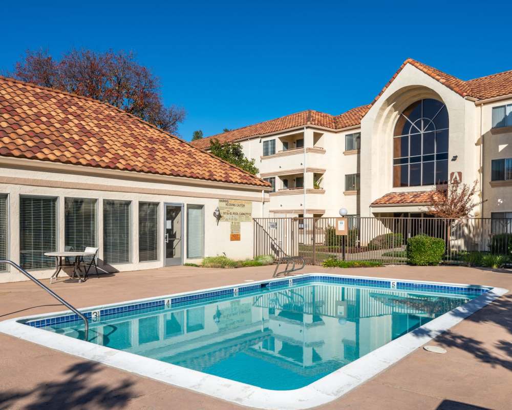 Resort-inspired saltwater pool at Somerset Senior Apartments in Antioch, California