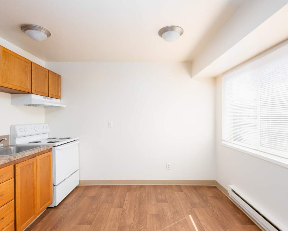 Modern Kitchen with window view at Park Hill Apartments in Seattle, Washington