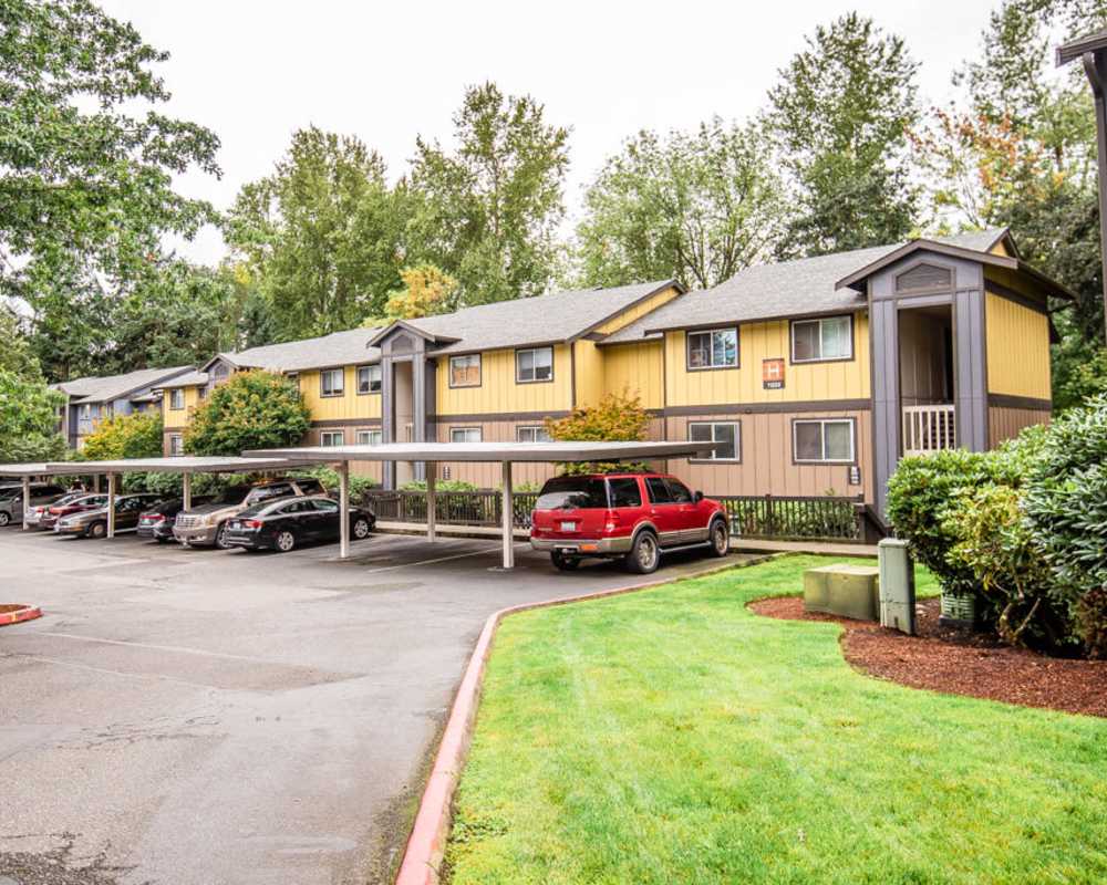 Covered car parking at Bellamonte in Tacoma, Washington